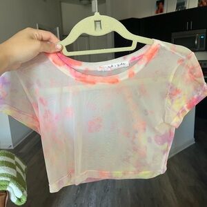 Tie dye dropped mesh top
